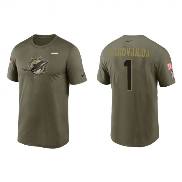 2021 Salute To Service Men's Dolphins Tua Tagovailoa Olive Legend Performance T-Shirt