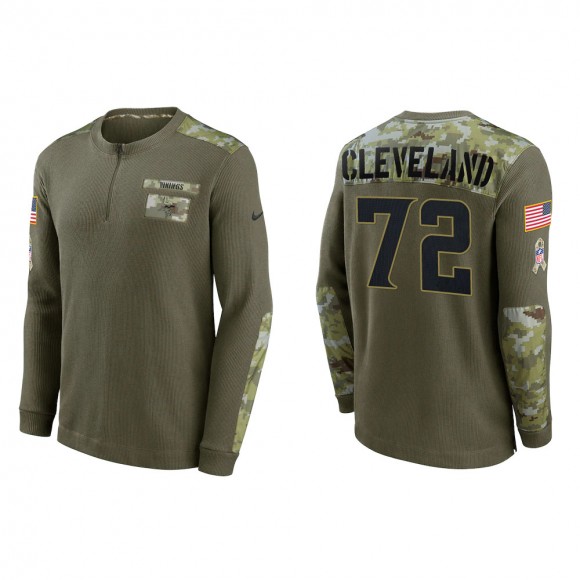 2021 Salute To Service Men's Vikings Ezra Cleveland Olive Henley Long Sleeve Thermal Top