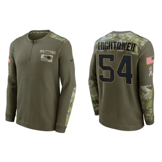2021 Salute To Service Men's Patriots Dont'a Hightower Olive Henley Long Sleeve Thermal Top