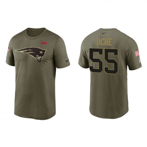 2021 Salute To Service Men's Patriots Josh Uche Olive Legend Performance T-Shirt