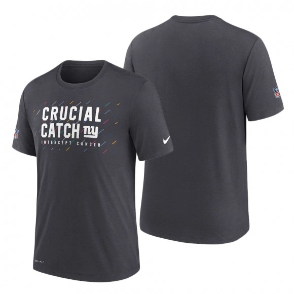 Giants Charcoal 2021 NFL Crucial Catch Performance T-Shirt