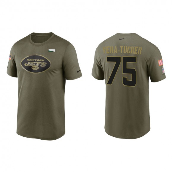 2021 Salute To Service Men's Jets Alijah Vera-Tucker Olive Legend Performance T-Shirt