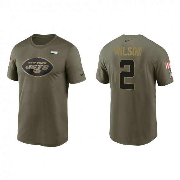 2021 Salute To Service Men's Jets Zach Wilson Olive Legend Performance T-Shirt