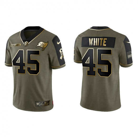 2021 Salute To Service Men's Buccaneers Devin White Olive Gold Limited Jersey