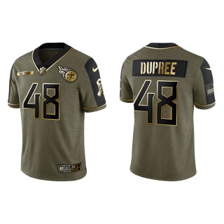 2021 Salute To Service Men's Titans Bud Dupree Olive Gold Limited Jersey