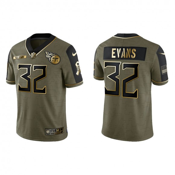 2021 Salute To Service Men's Titans Darrynton Evans Olive Gold Limited Jersey