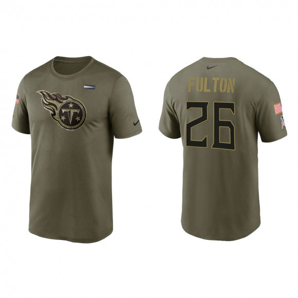 2021 Salute To Service Men's Titans Kristian Fulton Olive Legend Performance T-Shirt