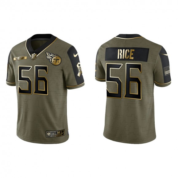 2021 Salute To Service Men's Titans Monty Rice Olive Gold Limited Jersey