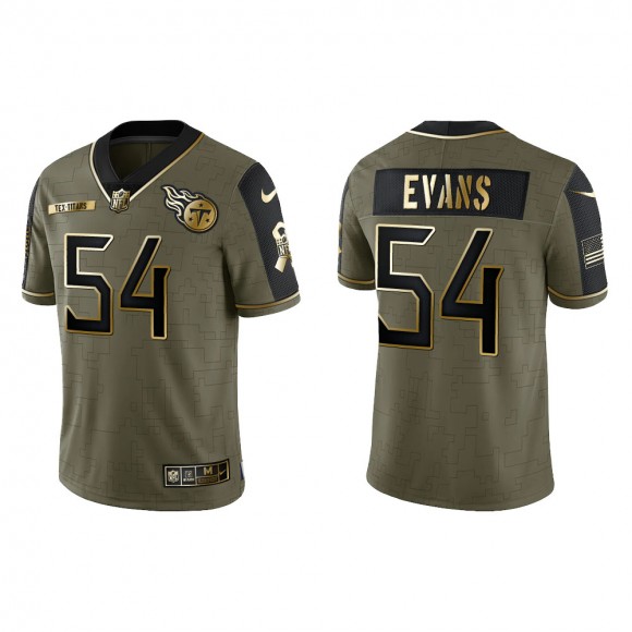 2021 Salute To Service Men's Titans Rashaan Evans Olive Gold Limited Jersey
