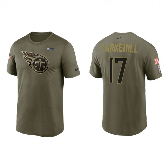 2021 Salute To Service Men's Titans Ryan Tannehill Olive Legend Performance T-Shirt
