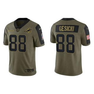 Men's Mike Gesicki Miami Dolphins Olive 2021 Salute To Service Limited Jersey