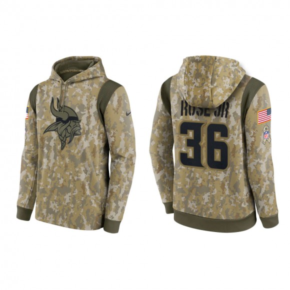 Men's A.J. Rose Jr. Minnesota Vikings Camo 2021 Salute To Service Therma Hoodie