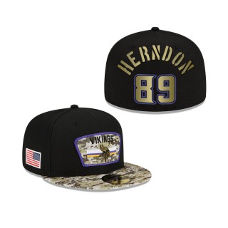 Men's Chris Herndon Minnesota Vikings Black Camo 2021 Salute To Service 59FIFTY Fitted Hat