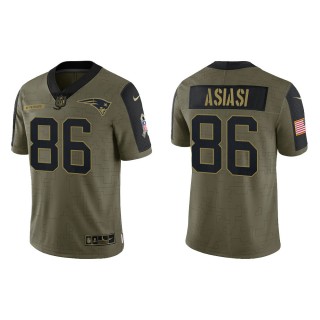 Men's Devin Asiasi New England Patriots Olive 2021 Salute To Service Limited Jersey