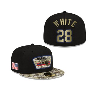 Men's James White New England Patriots Black Camo 2021 Salute To Service 59FIFTY Fitted Hat