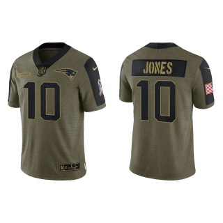 Men's Mac Jones New England Patriots Olive 2021 Salute To Service Limited Jersey