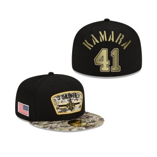 Men's Alvin Kamara New Orleans Saints Black Camo 2021 Salute To Service 59FIFTY Fitted Hat