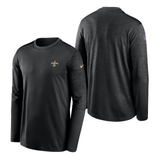 New Orleans Saints Nike Black Heathered Black Sideline Coaches UV Performance Long Sleeve T-Shirt