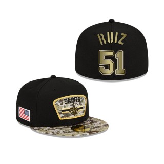 Men's Cesar Ruiz New Orleans Saints Black Camo 2021 Salute To Service 59FIFTY Fitted Hat