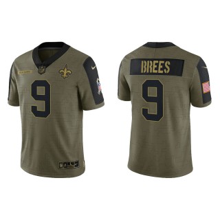 Men's Drew Brees New Orleans Saints Olive 2021 Salute To Service Limited Jersey