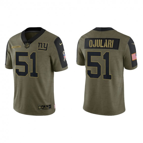 Men's Azeez Ojulari New York Giants Olive 2021 Salute To Service Limited Jersey