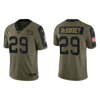 Men's Xavier McKinney New York Giants Olive 2021 Salute To Service Limited Jersey