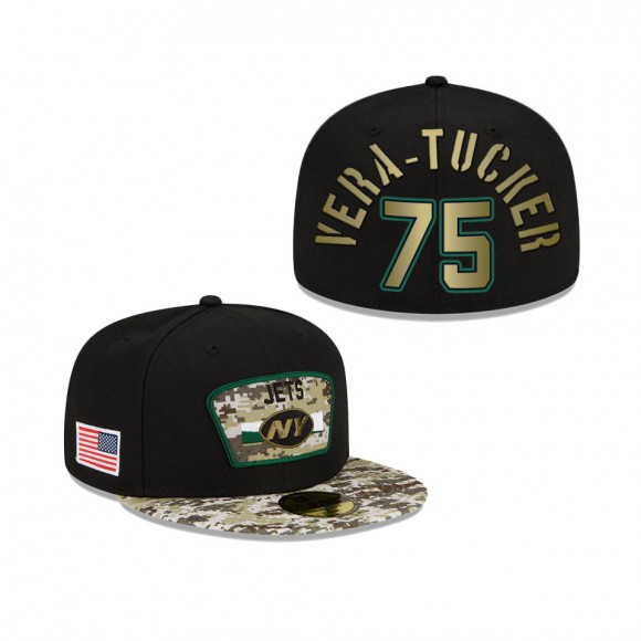 Men's Alijah Vera-Tucker New York Jets Black Camo 2021 Salute To Service 59FIFTY Fitted Hat
