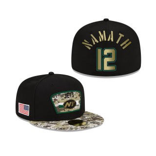 Men's Joe Namath New York Jets Black Camo 2021 Salute To Service 59FIFTY Fitted Hat