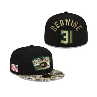 Men's Sheldrick Redwine New York Jets Black Camo 2021 Salute To Service 59FIFTY Fitted Hat