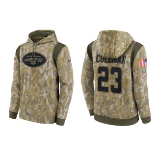 Men's Tevin Coleman New York Jets Camo 2021 Salute To Service Therma Hoodie