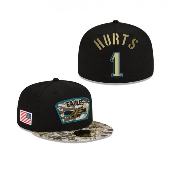 Men's Jalen Hurts Philadelphia Eagles Black Camo 2021 Salute To Service 59FIFTY Fitted Hat