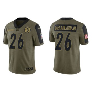 Men's Anthony McFarland Jr. Pittsburgh Steelers Olive 2021 Salute To Service Limited Jersey