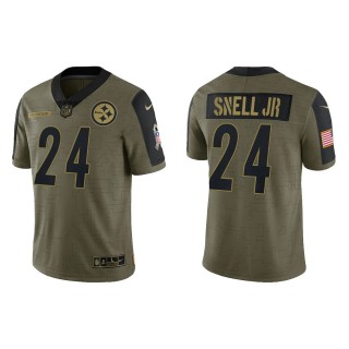 Men's Benny Snell Jr. Pittsburgh Steelers Olive 2021 Salute To Service Limited Jersey
