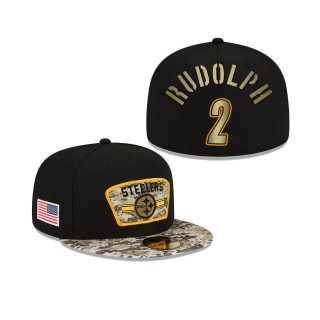 Men's Mason Rudolph Pittsburgh Steelers Black Camo 2021 Salute To Service 59FIFTY Fitted Hat