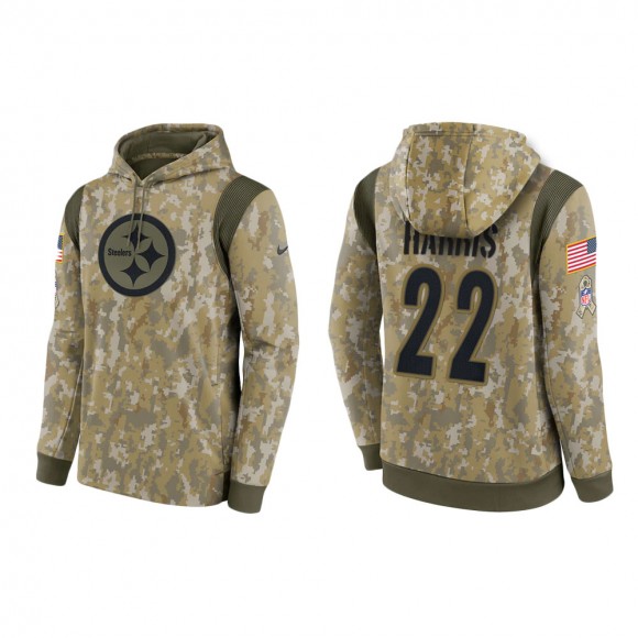 Men's Najee Harris Pittsburgh Steelers Camo 2021 Salute To Service Therma Hoodie