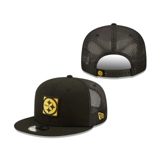 Pittsburgh Steelers New Era Black Gridlock Trucker 9FIFTY Snapback Hat