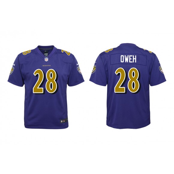 Youth Jayson Oweh Baltimore Ravens Purple Color Rush Game Jersey