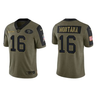 Men's Joe Montana San Francisco 49ers Olive 2021 Salute To Service Limited Jersey