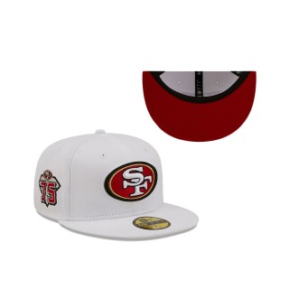 San Francisco 49ers New Era White 75th Anniversary Side Patch 59FIFTY Fitted Hat
