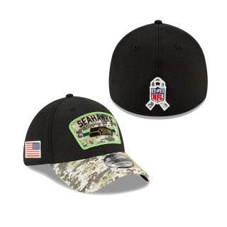 2021 Salute To Service Seahawks Black Camo 39THIRTY Flex Hat