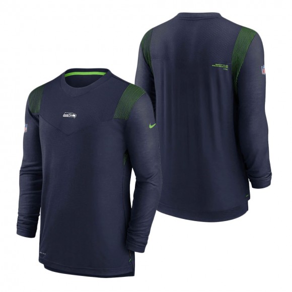 Seattle Seahawks Nike College Navy Sideline Player UV Performance Long Sleeve T-Shirt