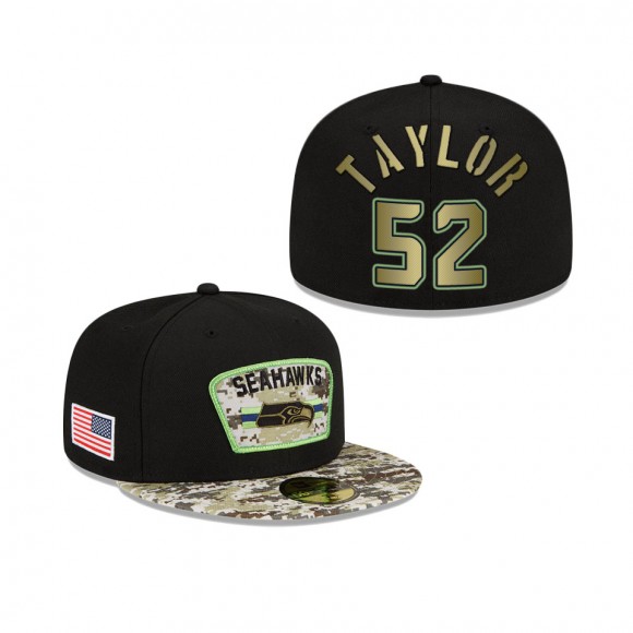 Men's Darrell Taylor Seattle Seahawks Black Camo 2021 Salute To Service 59FIFTY Fitted Hat