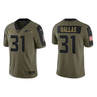 Men's DeeJay Dallas Seattle Seahawks Olive 2021 Salute To Service Limited Jersey