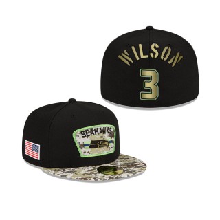 Men's Russell Wilson Seattle Seahawks Black Camo 2021 Salute To Service 59FIFTY Fitted Hat
