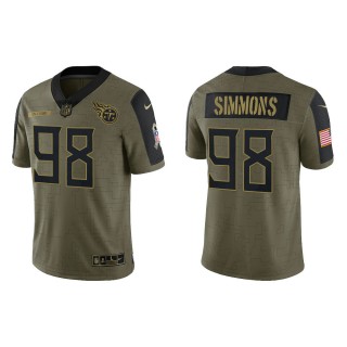 Men's Jeffery Simmons Tennessee Titans Olive 2021 Salute To Service Limited Jersey