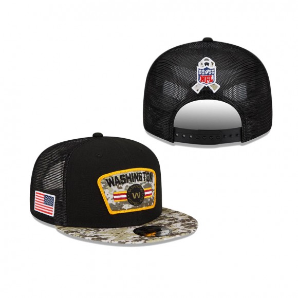 2021 Salute To Service Washington Football Team Black Camo Trucker 9FIFTY Snapback Adjustable Hat