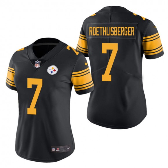 Women's Pittsburgh Steelers Ben Roethlisberger Black Color Rush Limited Jersey