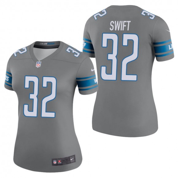 Women's Detroit Lions D'Andre Swift Steel Color Rush Legend Jersey