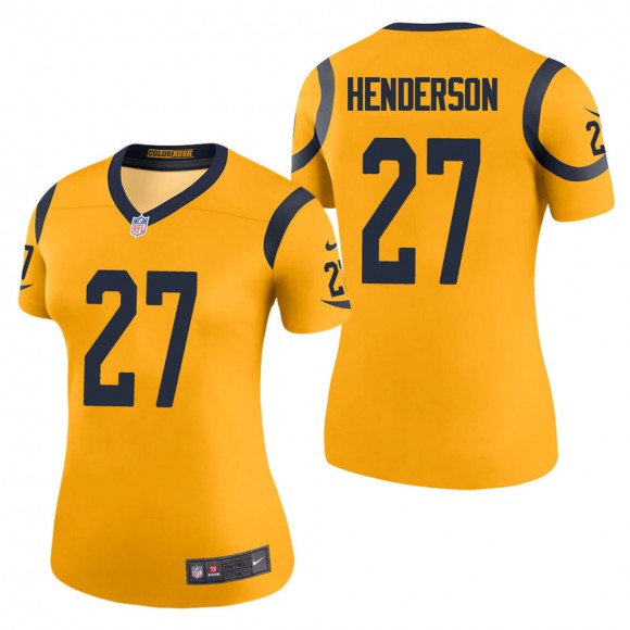 Women's Los Angeles Rams Darrell Henderson Gold Color Rush Legend Jersey