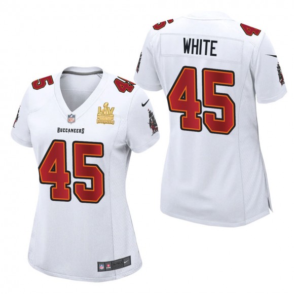 Women's Tampa Bay Buccaneers Devin White White Super Bowl LV Champions Jersey